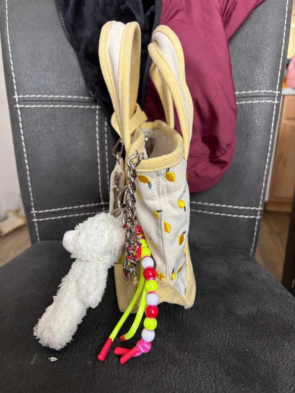 Madden Girl Lemon Butter Yellow Mini Canvas Tote w/ Crossbody Strap - Picture 5 of 7